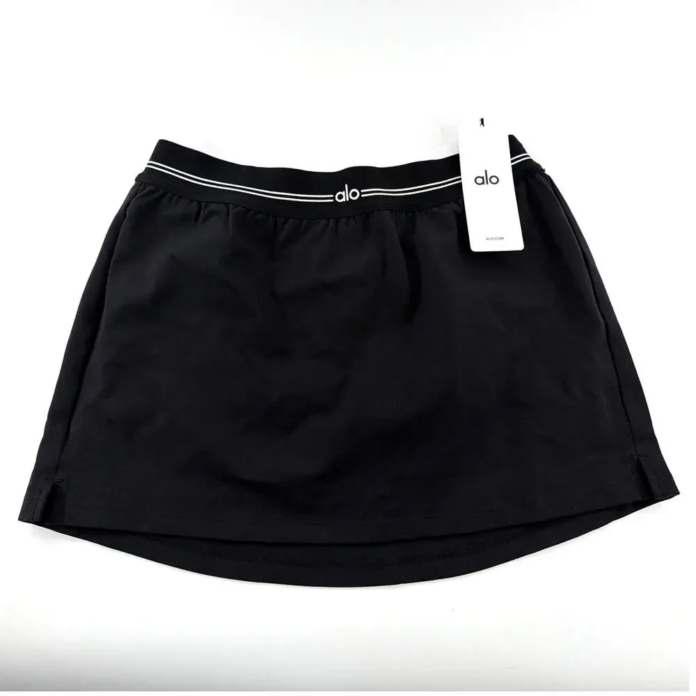 Alo Yoga Women's Black White Airbrush Better Together Tennis Skirt Size L